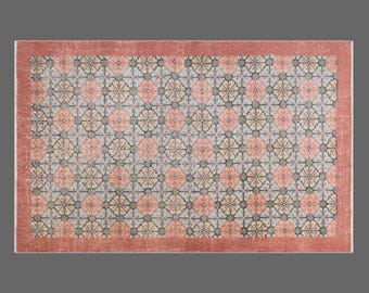 Handwoven Luxury Vintage Oushak Rug 125x206 cm (4.1 x 6.8 ft) | Turkish Area Rug | 60+ Years Old