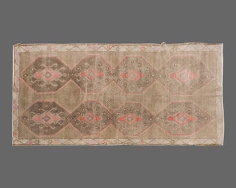 Turkish Rug, Vintage Rug, 5 x 12'4 feet, Oushak Rug, Antique Rug, Oriental Rug, Handmade Rug, Decorative Rug, Muted Rug, Old Rug,Area Rug