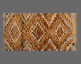 4x7 Moroccan Wool Beni Ourain Rug,Vintage Bohemian Flokati Rug