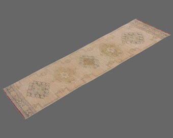 2.6 X 10.10 ft Vintage Rug Runner,Floor Oushak Rug,Hallway Turkish Rug Runner,Oushak Rugs,long runner, narrow long runner,Oushak Long Runner
