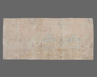 Area Rug, "Turkish Rug, Vintage Rug, 3.3 x 7.5 feet, Oushak Rug, Antique Rug, Oriental Rug, Handmade Rug, Decorative Rug, Muted Rug, Old Rug