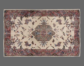 Large Rug, Area Rug, Turkish Rug, Vintage Rug, 4'2 x 7'3 feet, Antique Rug, Oriental Rug, Handmade Rug, Decorative Rug, Oushak Rug, Old Rug