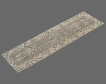 Vintage Oushak Rug Runner: 2'11 x 9'7 Turkish Hallway Rug