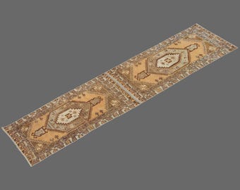Desert Echoes of Anatolia, Vintage Turkish Runner, 2 x 11 ft Rug, Vintage Rug
