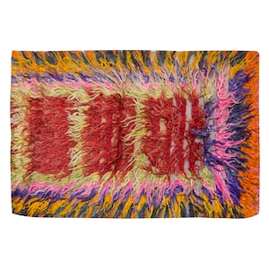 3x5 Moroccan Goat Hair Beni Ourain Rug,Vintage Bohemian Flokati Rug