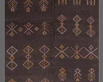 One-of-a-Kind Minimalist Turkish Kilim Rug 265x260 cm | 8.7x8.5 ft | 60+ Year Vintage