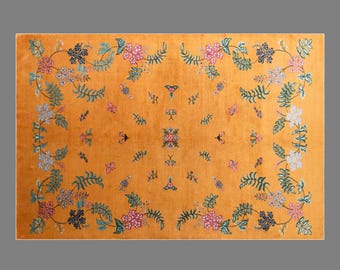 Vintage Turkish Rug 6'11" x 10'6" (212x320 cm), 60+ Years Old One of a Kind Oushak Rug, Handmade Wool Area Rug, Antique Rug