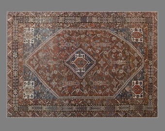 Antique Oriental Rug 210x290 cm (6'11" x 9'6"), Vintage Turkish Oushak, Handmade Wool, 60+ Years Old Statement Rug