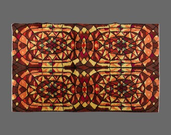 Fireglass Geometry, Vintage Turkish Rug, 4 x 7 ft Rug, Vintage Rug