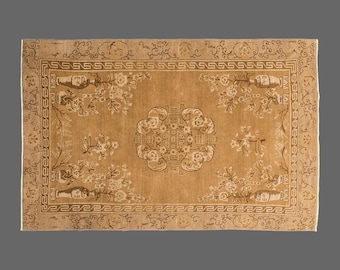 Vintage Rug, Area Rug, Turkish Rug, 5'9 x 10 feet, Oushak Rug, Antique Rug, Oriental Rug, Handmade Rug, Decorative Rug, Large Rug,Old Rug