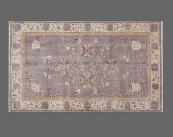 Handwoven Vintage Turkish Oushak Rug 116x205 cm (3.8x6.7 ft) | 60+ Year Old