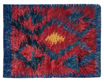 4x6 Moroccan Beni Ourain Rug,Vintage Handmade Wool Tulu Flokati Rug