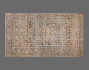 165 x 345 cm 5.5 x 11.4 ft Rug, Vintage Turkish Wool Rug, Handwoven Anatolian Carpet, 60 Years Old Oversized Traditional Rug, Low Pile Rug