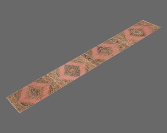 Desert Bloom of Konya, Vintage Turkish Rug, 2 x 17 ft Rug, Vintage Runner Rug