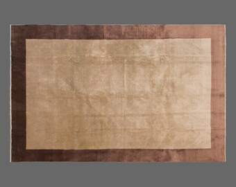 Large Vintage Wool Rug from Turkey – 7'9" x 10'8" | Hand-Spun Wool Area Carpet • 1960s Handmade Nomadic Rug • Rustic Bohemian Decor Piece