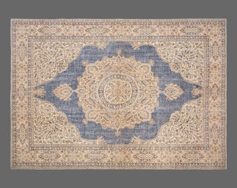 Vintage Wool Rug 8'11"x11'8" | Handwoven Turkish Area Carpet | 60 Year Old Bohemian Design | Wool on Wool | Large Antique Rug