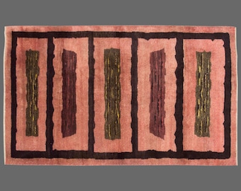 Rose Fade Rhythm, Vintage Turkish Rug, 5 x 9 ft, Vintage Rug
