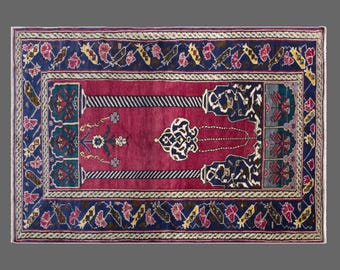 Turkish Oushak Area Rug 133x190 cm (4.4x6.2 ft) | Vintage | 60+ Year Old