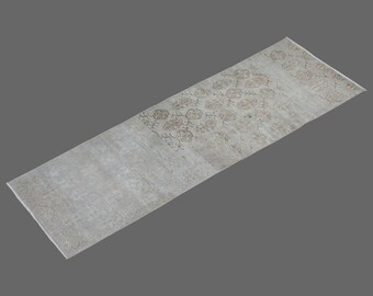 Turkish Rug", Runner Rug, Vintage Rug, 2.6 x 9.9 feet, Kitchen Rug, Oushak Rug, Antique Rug, Oriental Rug, Hallway Rug, Muted Rug, Wool Rug