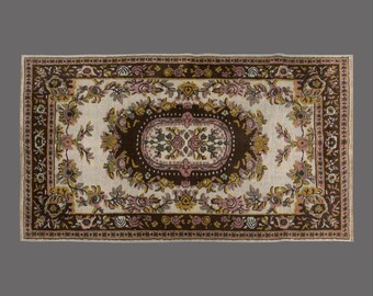 Garden Bloom of Isparta, Vintage Turkish Rug, 4 x 7 ft Rug, Vintage Rug
