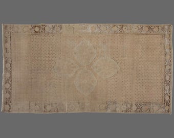 Echoes of Konya, Faded Vintage Wool Rug, 4 x 8 ft Rug, Vintage Rug
