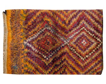 4x5 Turkish Handmade Wool Shaggy Rug,Bohemian Beni Ourain Rug,Flokati Rug