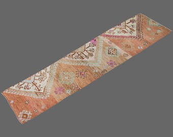 Turkish Rug", Runner Rug, Vintage Rug, 3.0 x 12.0 feet, Kitchen Rug, Oushak Rug, Antique Rug, Oriental Rug, Hallway Rug, Muted Rug, Wool Rug