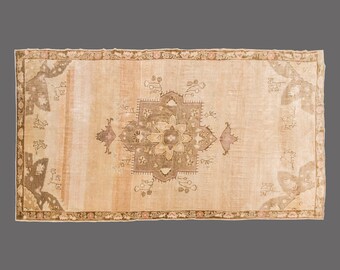 Vintage Turkish Hallway Runner Rug: Handwoven Wool, 7x15