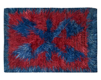 4x6 Shaggy vintage Turkish Handmade Tulu rug,Bohemian Wool Beni Ourain Rug,Flokati Rug