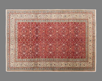 Vintage Kayseri Rug, 4 x 5.7 ft Handmade Wool Cotton Rug, Turkish Floral Anatolian Area Rug