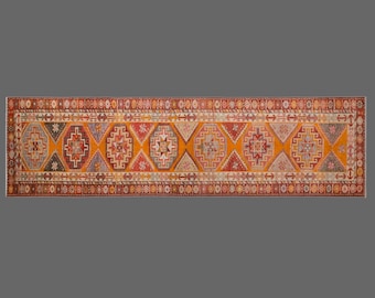 60+ Year Old One-of-a-Kind  Kurdish Herki Runner 91x327 cm / 3x10.7 ft | Vintage Hallway Rug