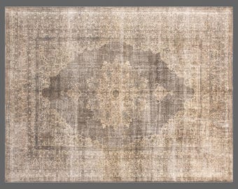 Vintage Turkish Oushak Rug, Handwoven Area Rug, Oversized 9'0 x 12'5 ft / 276 x 378 cm, Antique Rug, 60+ Years Old, Large Rug, Old Rug