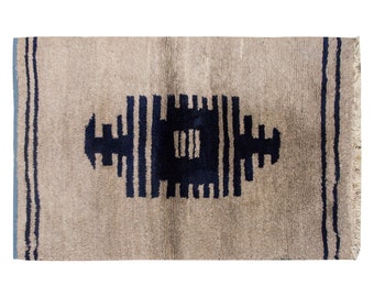 3'4"x4'9" ft Moroccan Wool Beni Ourain Rug,Vintage Bohemian Flokati Rug
