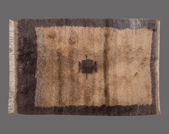 5x6 Moroccan Beni Ourain Rug,Vintage Handmade Wool Tulu Flokati Rug