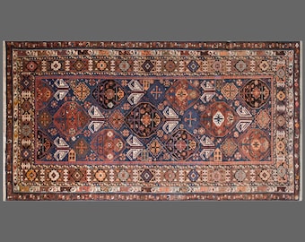 60+ Years Old Vintage Oushak Rug 185x340cm (6'1"x11'2")–Handmade Turkish Wool Carpet, Antique Oriental Large Area Rug, Bohemian Interior Rug