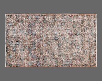 Antique Turkish Wool Rug 4'2" x 7'4" | 128x224 cm Hand-Spun Wool • Nomadic Anatolian Rug • Vintage Area Carpet for Bedroom or Entryway