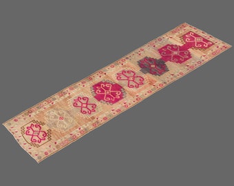 Turkish Rug", Runner Rug, Vintage Rug, 2.11 x 11.4 feet, Kitchen Rug, Oushak Rug, Antique Rug, Oriental Rug, Hallway Rug,Muted Rug,Wool Rug