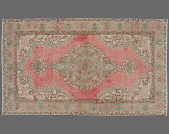 Spring Blush of Anatolia, Vintage Turkish Rug, 4 x 7 ft Rug, Pastel Oushak Style Rug