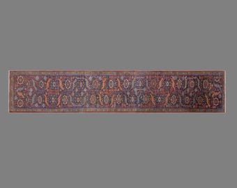 Rare Extra Long Vintage Oushak Runner Rug 78 x 455 cm | Handmade Wool Rug, 2'7" x 14'11" ft, Antique Corridor Rug, 60+ Years Old