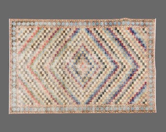 Handmade Oushak Rug 5x9: Vintage Turkish Wool Area Rug