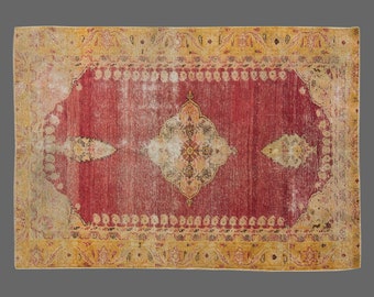 Area Rug, "Turkish Rug, Vintage Rug, 3.6 x 5.2 feet, Oushak Rug, Antique Rug, Oriental Rug, Handmade Rug, Decorative Rug, Muted Rug, Old Rug