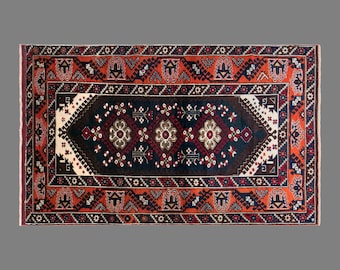 Vintage Dosemealti Nomadic Rug, 4.5 x 7.7 ft Handmade Wool Rug, Turkish Tribal Area Rug