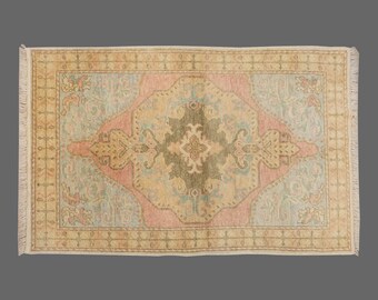 Area Rug, "Turkish Rug, Vintage Rug, 4'2 x 6'3 feet, Oushak Rug, Antique Rug, Oriental Rug, Handmade Rug, Decorative Rug, Old Rug
