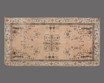 Blush Garden of Isparta, Vintage Turkish Rug, 4 x 8 ft Rug, Vintage Rug