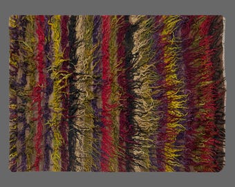 4x5 Shaggy vintage Turkish Handmade Tulu rug,Bohemian Wool Beni Ourain Rug,Flokati Rug