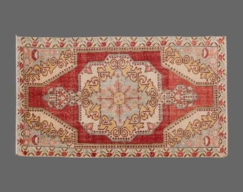 Vintage Oushak Turkish Rug: Hand Woven Wool Rug (4'4" x 7'7")