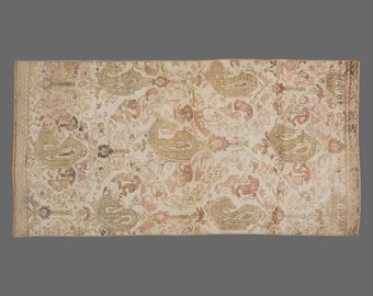 Faded Grace of Oushak, Vintage Turkish Rug, 3 x 6 ft Rug, Vintage Rug