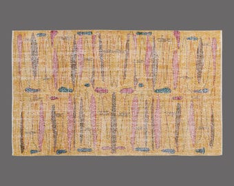 5x9 Modern Vintage Turkish Rug, Area Rug, Wool Carpet, Living Room Area Rug, Traditional Design, 5x9 Carpet