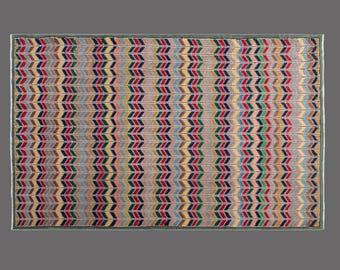 Vintage Turkish Rug, 6x11 ft, Handwoven Wool Area Rug, Oversized Living Room Rug, Geometric Pattern Carpet, Large Wool Rug, Anatolian Rug