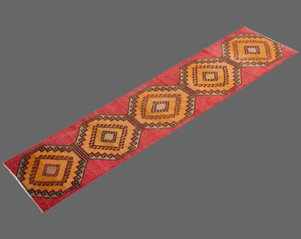 Turkish Rug", Runner Rug, Vintage Rug, 2.6 x 11.1 feet, Kitchen Rug, Oushak Rug, Antique Rug, Oriental Rug, Hallway Rug, Muted Rug, Wool Rug
